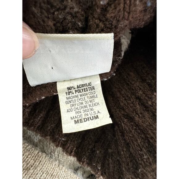 Vintage 1990s USA Acrylic Oversized Sweater Snowflake Winter Size Medium r1 - Picture 7 of 7